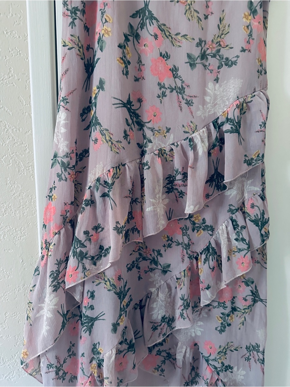 Asymmetrical Ruffle Dress-Size Small -Dusty Pink Floral -by New Look - Picture 4 of 12